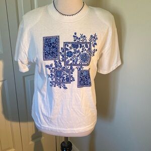 NWT & Vintage 1990s Tanzerina White & Blue T-shirt